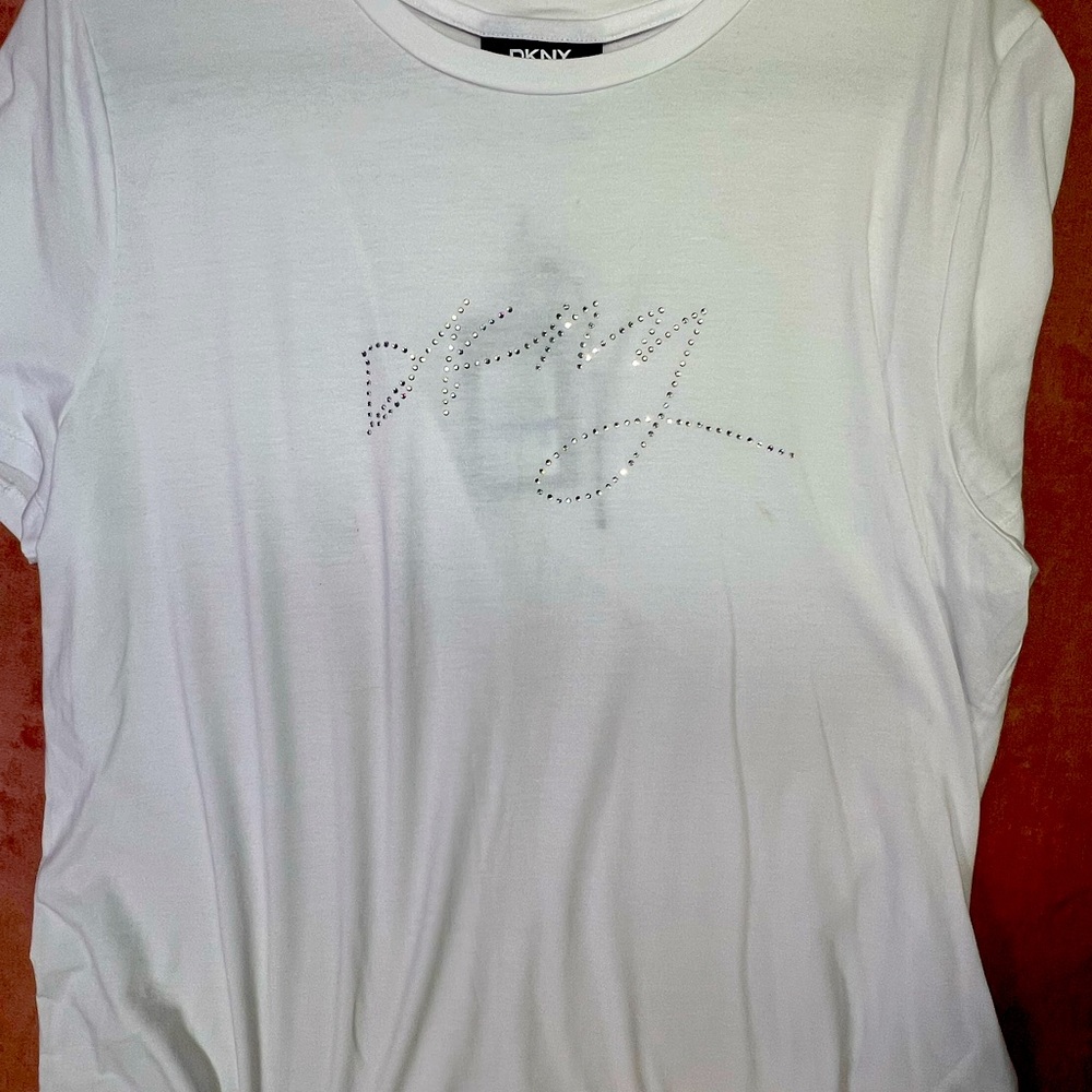 Dkny Rhinestone Graphic T-Shirt